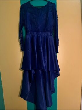 SHEIN Royal Blue Lace & Satin  HoustonAsymmetrical Dress